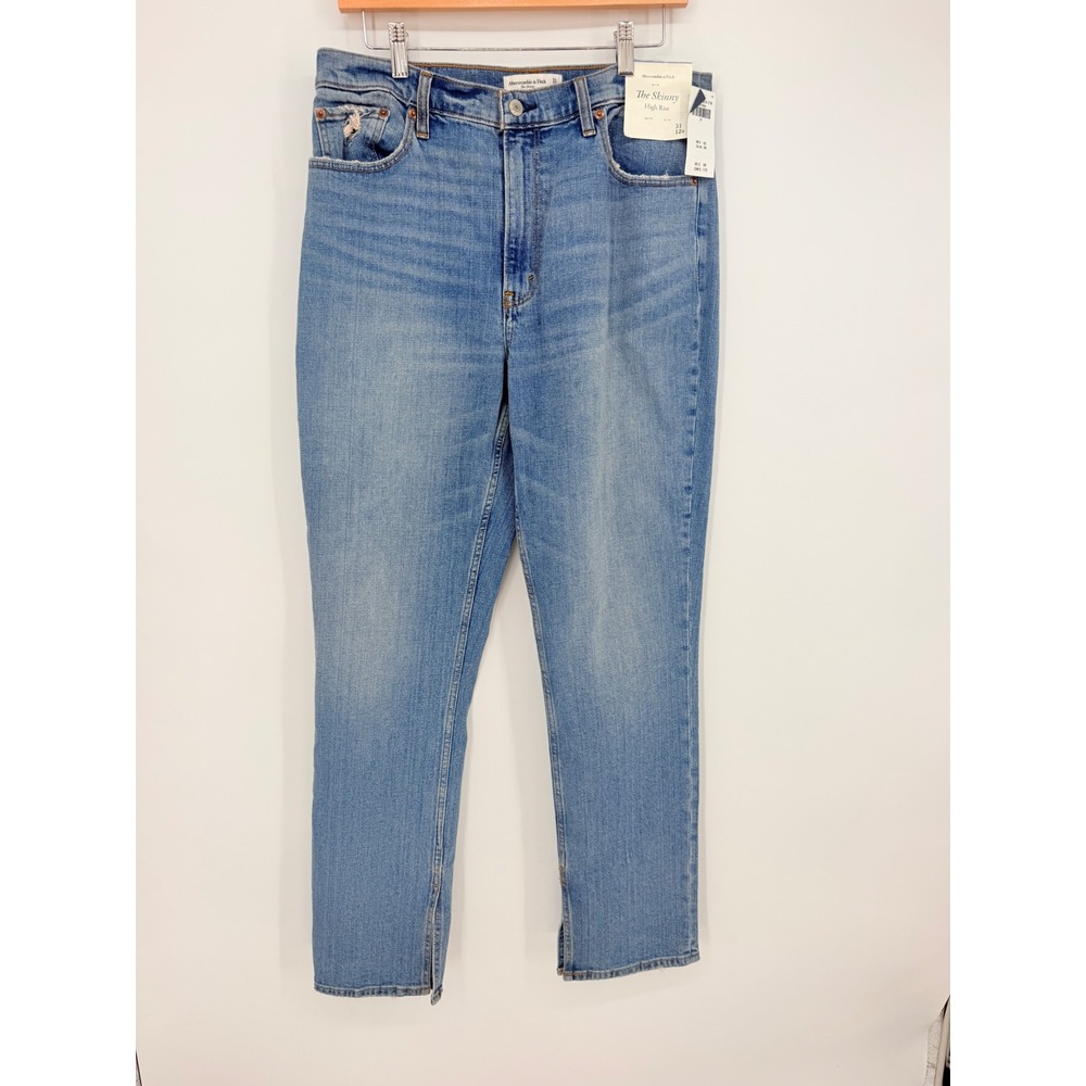 Abercrombie & Fitch The Skinny Jeans 31 12R Blue High Rise Distressed Y2K Basic